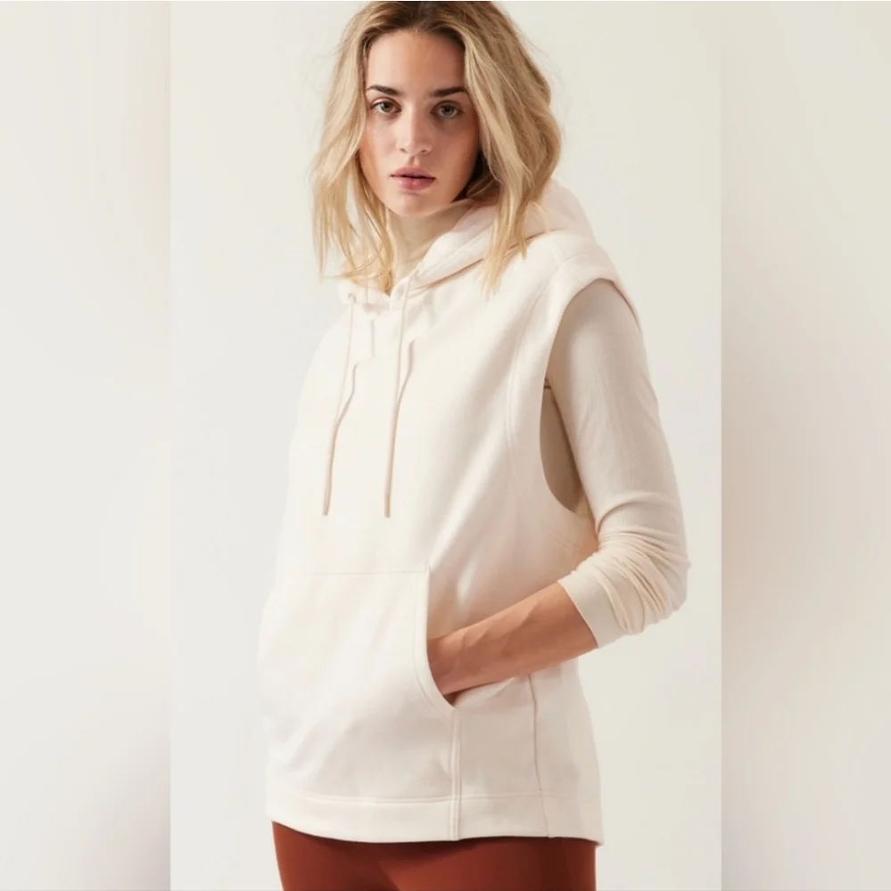 Athleta Retroplush Cocoon Hoodie Sweatshirt in Magnolia White Size S $109 - Picture 2 of 14